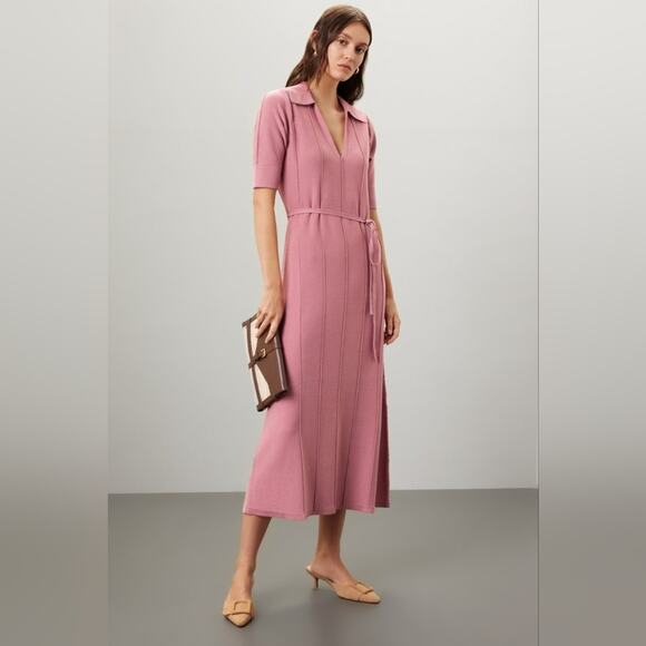 Adam Lippes Dresses & Skirts - RTR sz Xs Adam Lippes Collective Knit Collar Dress sweater belted dusty pink